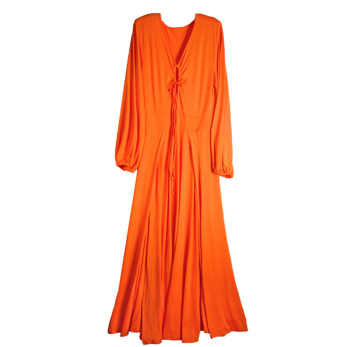 2XL Bright Orange Sexy Slit Dress