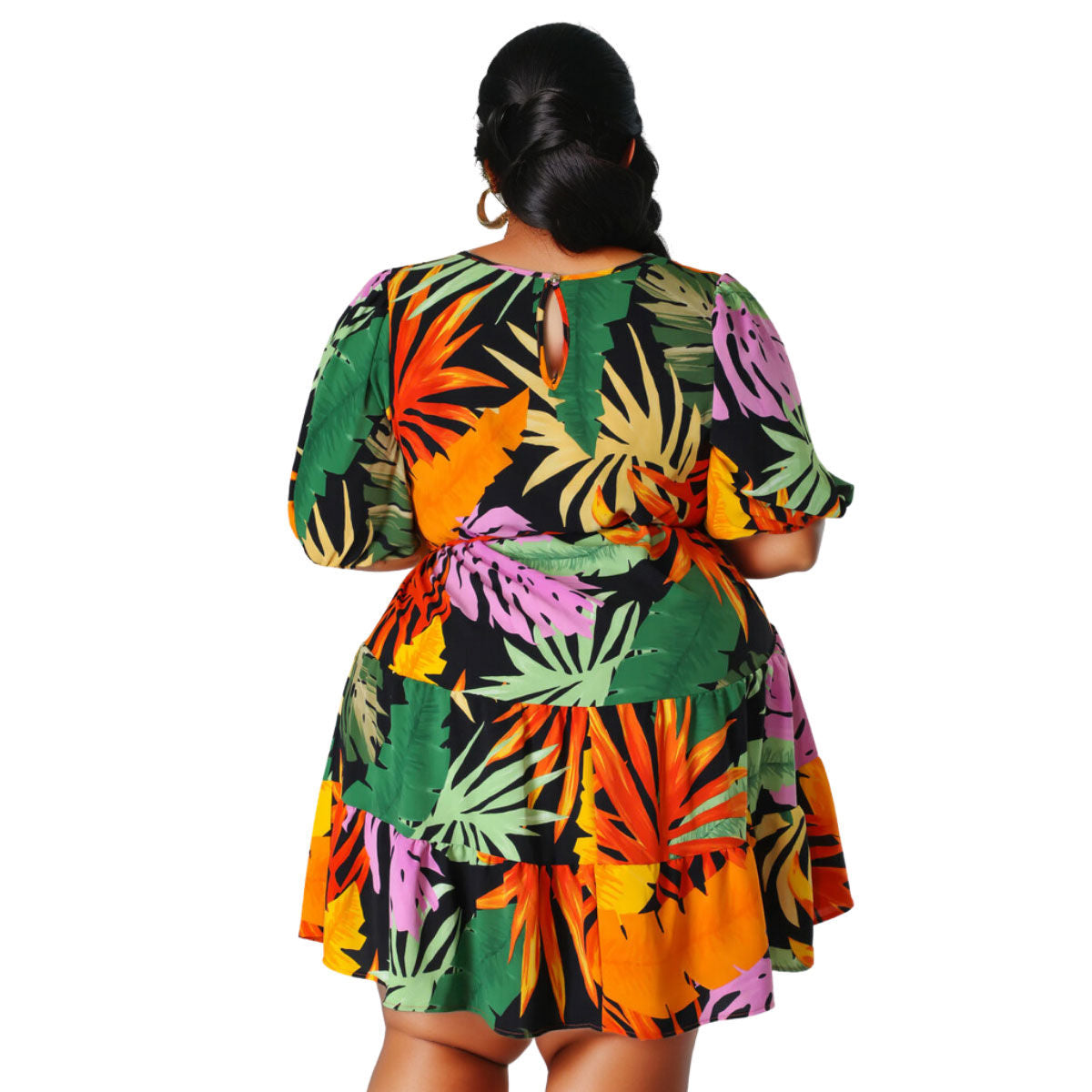 2XL Tropical Print Apron Dress