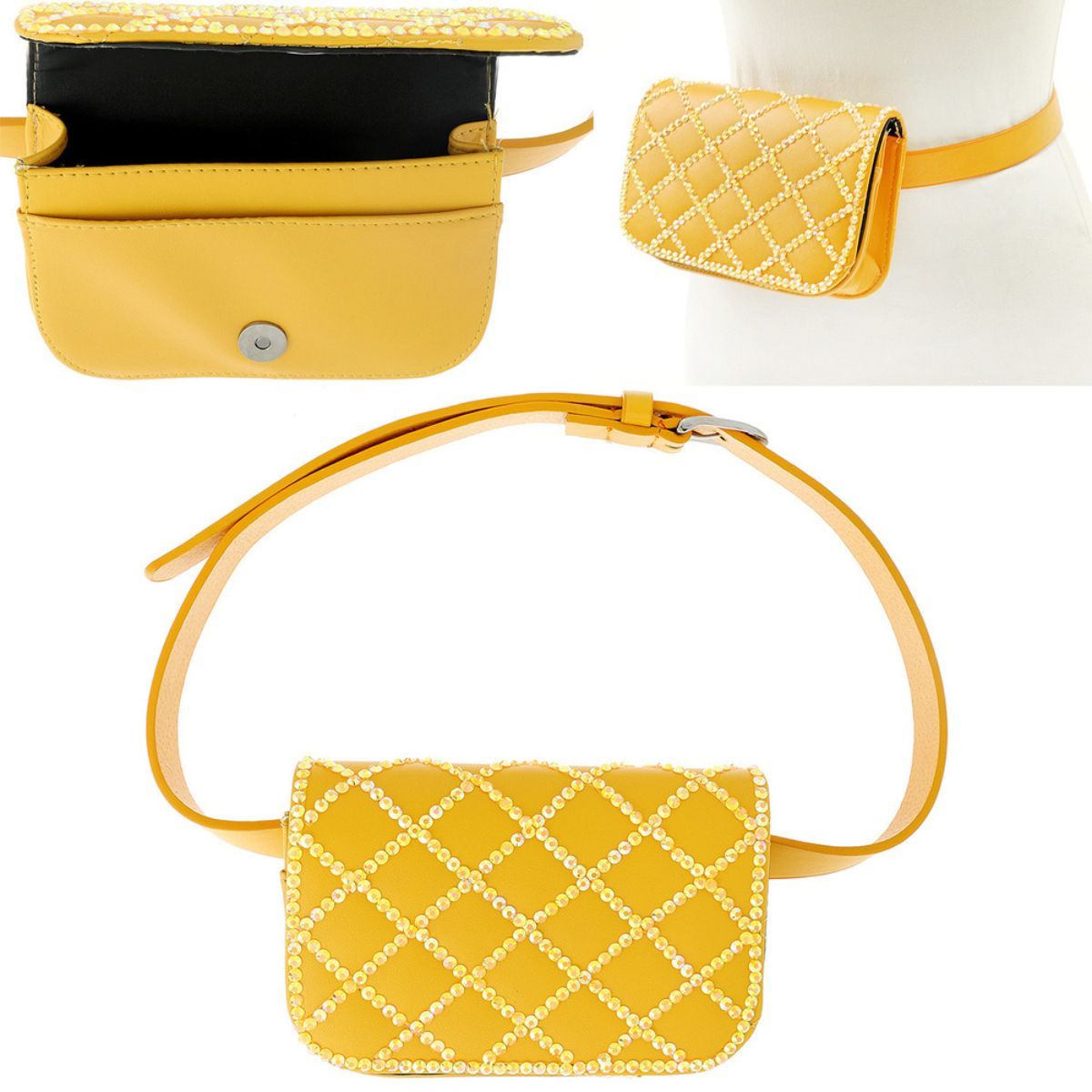 Yellow Quilted Belt Bag