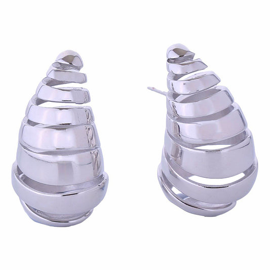 14K White Gold Spiral Stud Earrings