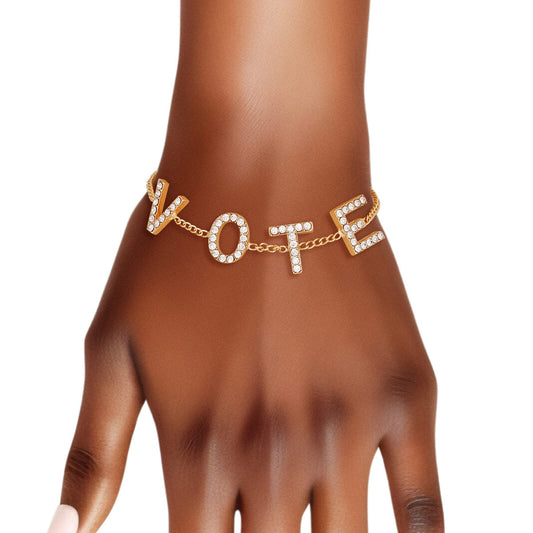 Bracelet VOTE Rhinestone Gold Chain for Women